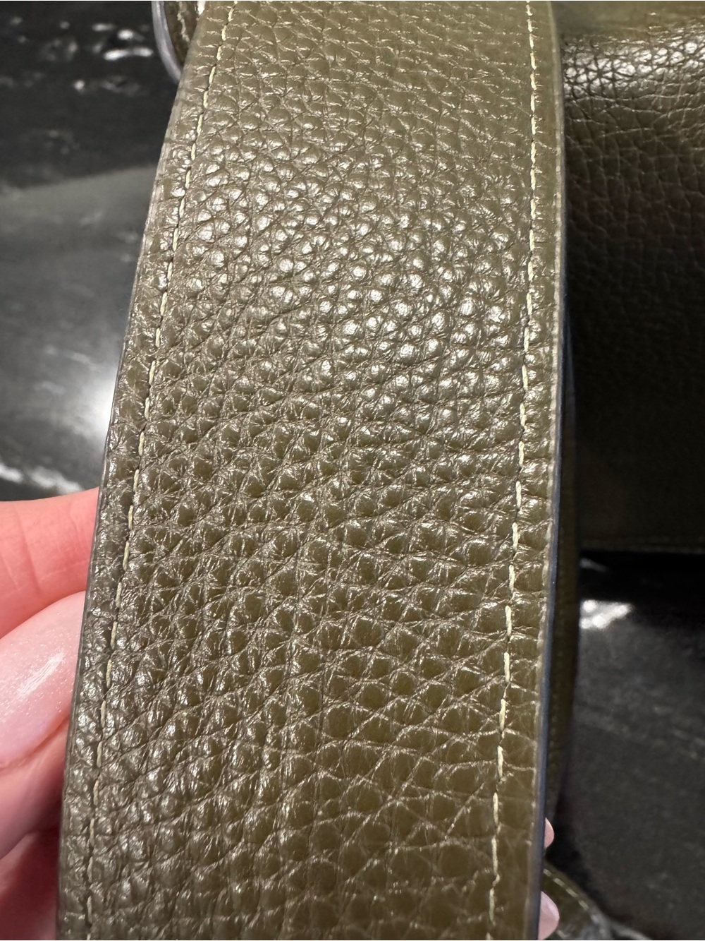 💚COACH Pebbled Leather Flap Crossbody Bag Olive Green Silver Hardware style76698 - Picture 8 of 12